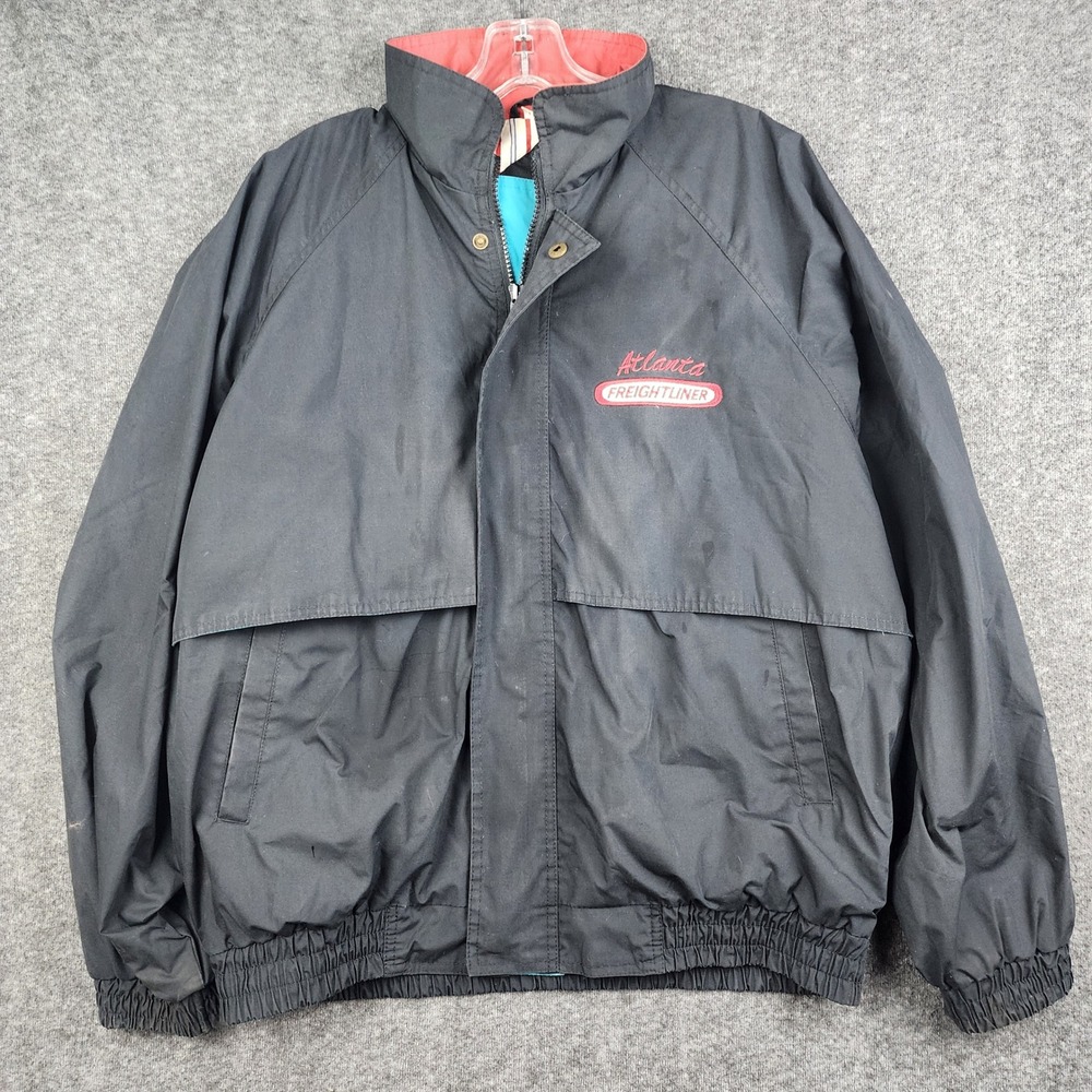 Winner Mate Jacket Mens Medium Black Atlanta‎ Freightliner Vintage 90s Hooded